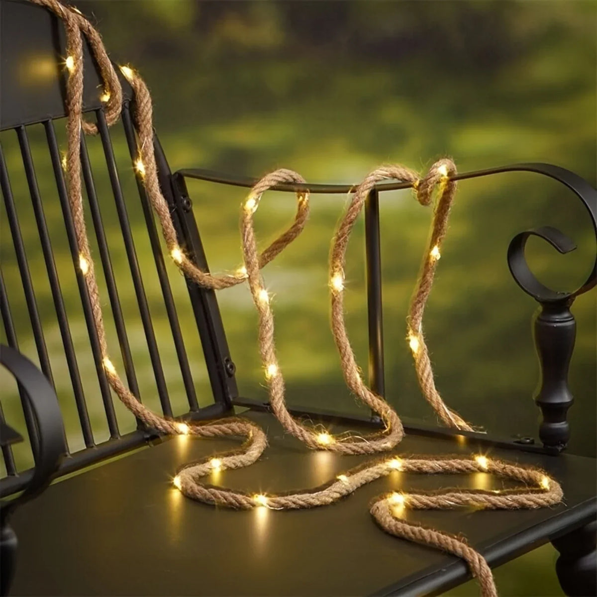 Solar LED String Lights 16 ft Hemp Rope 100 Bulbs 8-Color Modes Outdoor Garden Patio Deck Waterproof Auto On/Off for Backyard Party Wedding