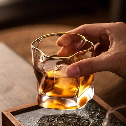 Bourbon Tasting Tumblers Ridged Crystal Glass 10 oz Spirits Drinkware Set for Scotch Cocktails Home Bar Whisky Enthusiasts Two-Piece Barware