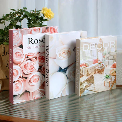 Hollow Cardboard Book Stack 3-Piece Display Set for Shelf Styling Coffee Table Accent Modern Home Interior Staging Props
