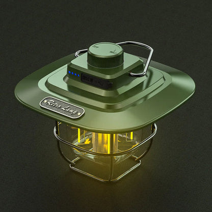 NostalgiaGlow | Linterna de camping LED retro con batería recargable | Iluminación ajustable para un ambiente acogedor al aire libre