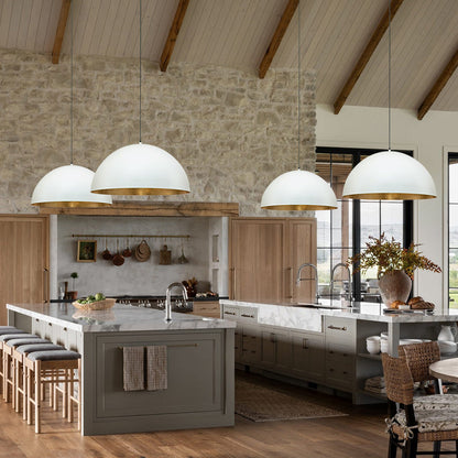 Statement Bowl Pendant Ceiling Light with Gold Interior – Adjustable Cable & Dimmable for Kitchen Island, Dining