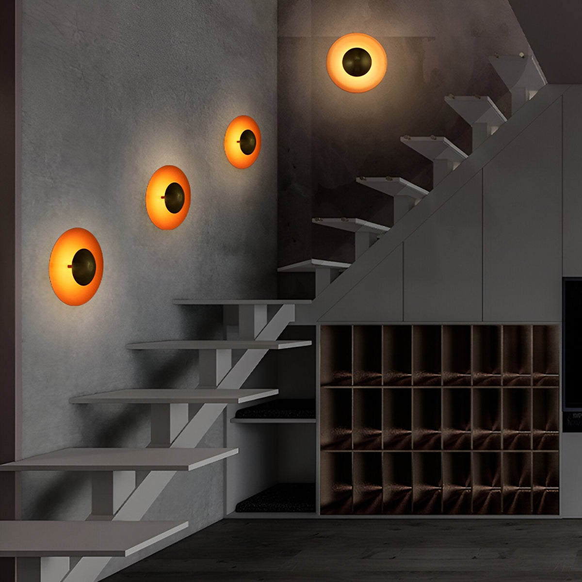 Round Iron LED Wall Sconce 16 in Diameter Ambient Light Fixture Hallway Bedroom Living Room Contemporary Circle Mount