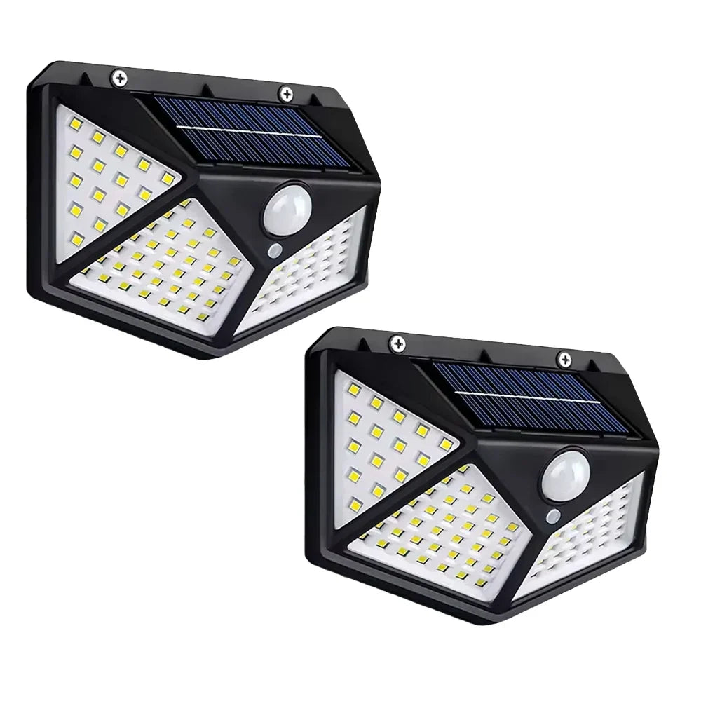 Motion-Activated Solar Security Light with 100 LEDs for Outdoor Walls