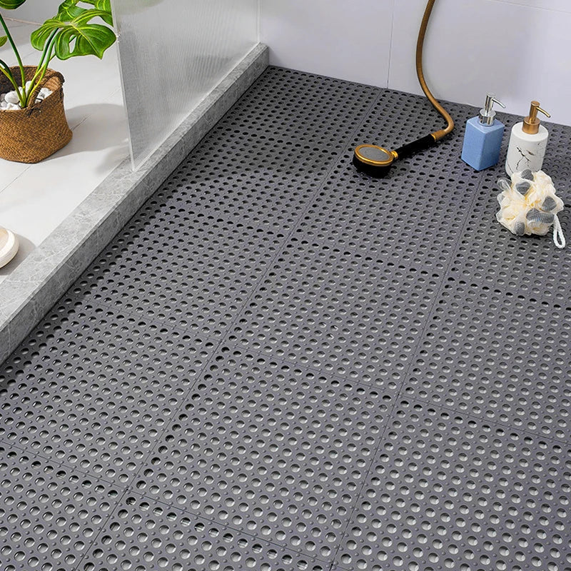 Interlocking Rubber Bathroom Tiles 12x12 inch Anti-Slip Waterproof Flooring for Wet Surfaces Shower Tub Entry Modular Safety Mats