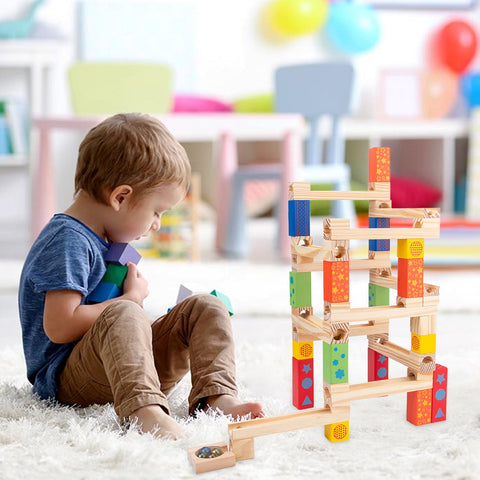 Juego Creativo | Pista de canicas de madera educativa para el desarrollo de la motricidad | Juguete de aprendizaje divertido para niños de 3 a 5 años