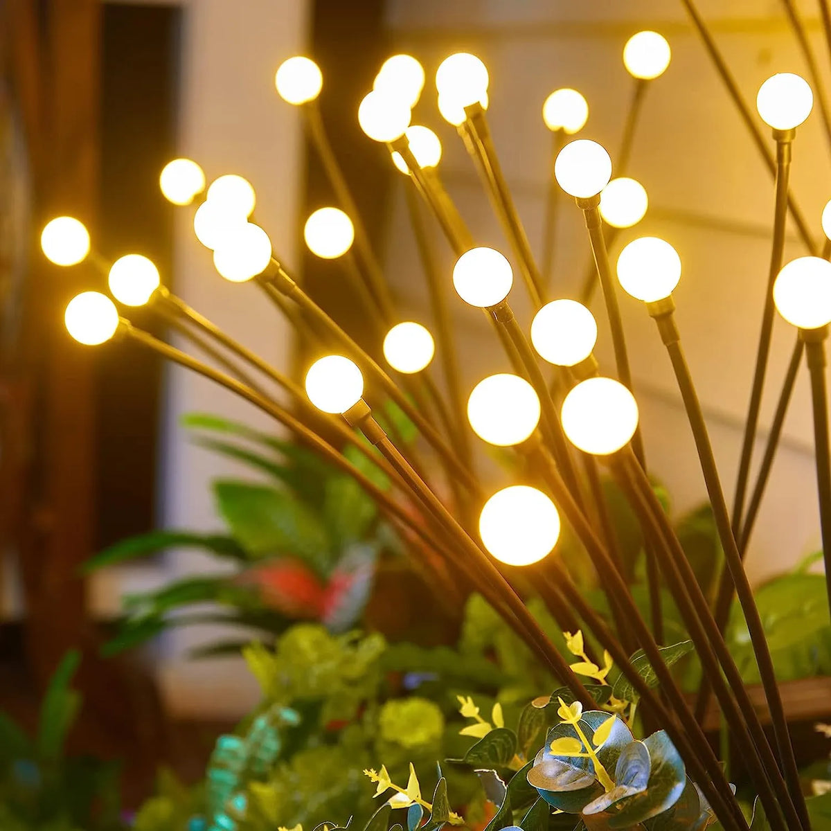 Solar Firefly Stake Light Bendable Branch Design 13 in Tall Outdoor Path Illumination Yard Accent Warm Glow LED No Wiring Dusk-to-Dawn Senso