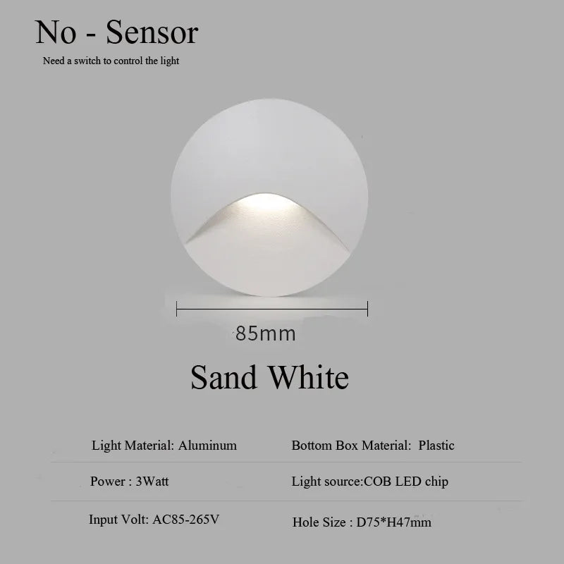 Recessed LED Step Light Fixture 3W Outdoor Weatherproof Stair and Pathway Wall Mount Lighting for Deck Porch Garden Exterior Illumination