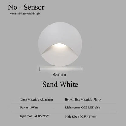Recessed LED Step Light Fixture 3W Outdoor Weatherproof Stair and Pathway Wall Mount Lighting for Deck Porch Garden Exterior Illumination