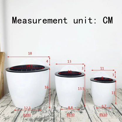 Wall-Mount Self-Watering Planter 7 in Diameter White Plastic Vertical Herb Pot Indoor Outdoor Hydroponic Succulent Holder Removable Basket f