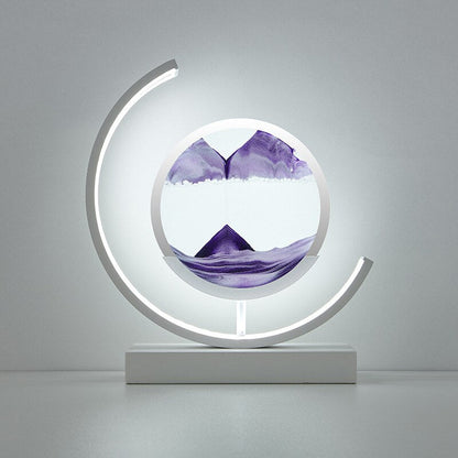 Rotating Sand Art LED Desk Lamp – Motion Sculpture with Warm Light for Office, Bedroom & Living Room Décor