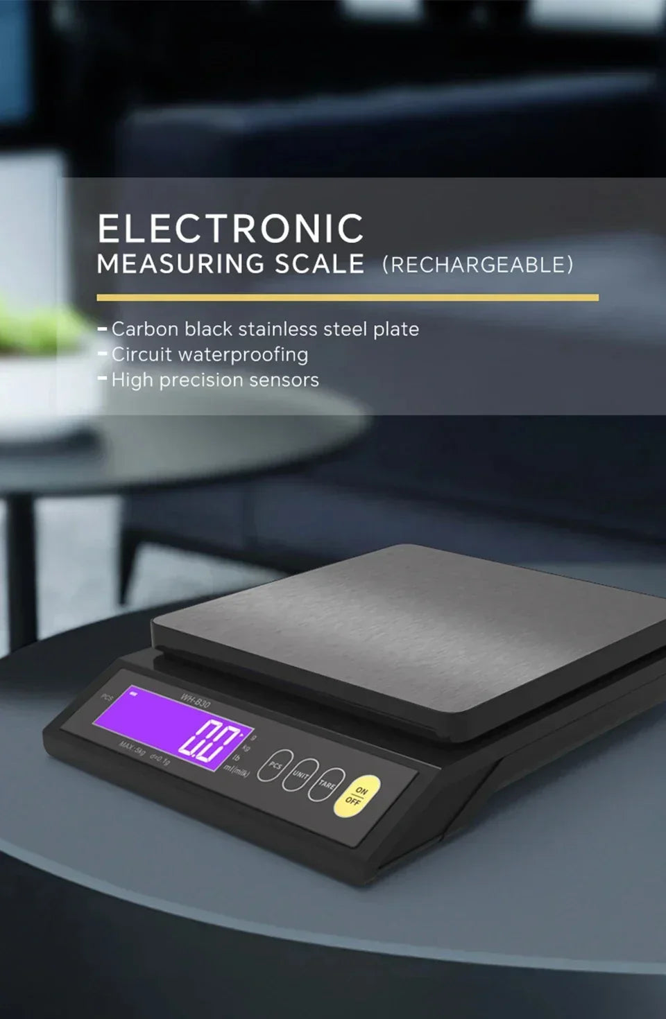Báscula de cocina digital impermeable – Capacidad de 11 lb / 1 oz o 22 lb / 0.04 oz, báscula de cocina LCD recargable para preparación de comidas, repostería y porciones