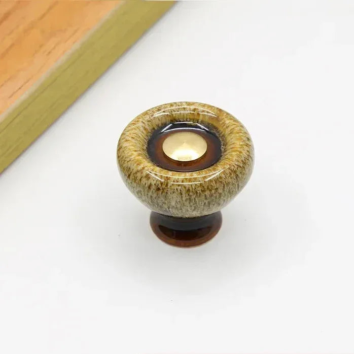 Round Ceramic Furniture Pull 1.3 Inches for Kitchen Drawers Cabinets Cupboard Dresser Bathroom Vanity Wardrobe Refresh Hardware Upgrade Repl