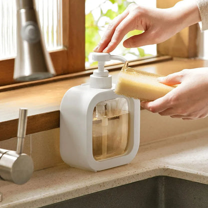 Dual Liquid Pump Bottle Set for Countertop Organization White Plastic Refillable Hand Wash Lotion Dish Liquid Dispenser for Kitchen Sink Bat