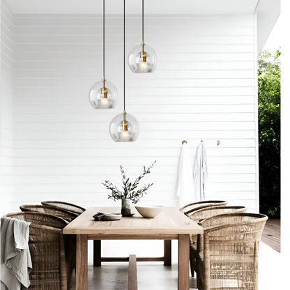 Spherical Glass Hanging Light with Adjustable Height for Kitchen Island, Dining Table, Bedroom | E27 Socket | Modern Orb Fixture for Home an