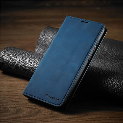 Folio iPhone Case with Card Slots & Magnetic Closure – Faux Leather Wallet Phone Cover for Daily Use