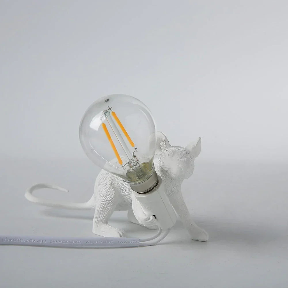 Whimsical Mouse Table Lamp with LED Light – Charming Resin Animal Décor for Bedroom, Living Room & Kids Room