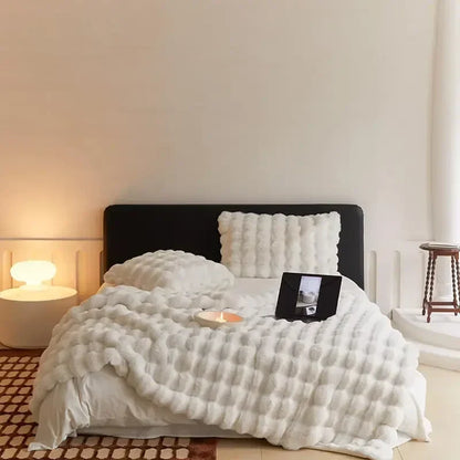 Plush Faux Fur Throw Blanket 63x79 Inches Soft Oversized Lap Coverlet for Sofa Bed Couch Lounge Chair Reading Nook Winter Warmth Home Accent