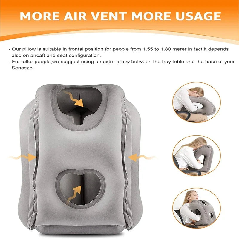 Neck Pillows for Travel, Inflatable Neck Support Pillow with 45 Degree Head Rest, Compact Travel Pillow for Airplane