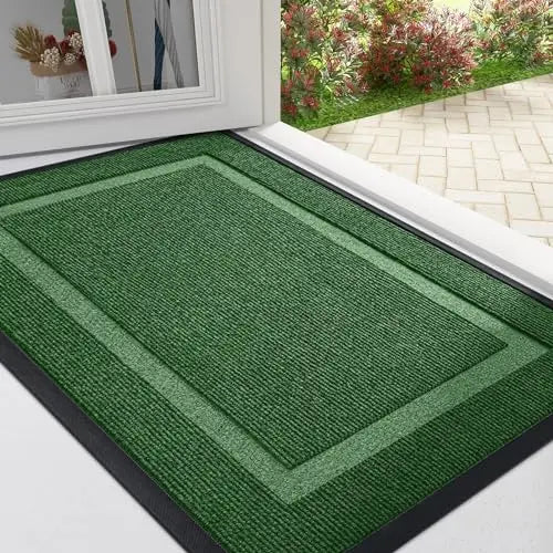 Rubber Entry Mat Slip-Resistant Low Profile for Front Door Back Door Patio Garage Hallway Mud Scraper Floor Protection