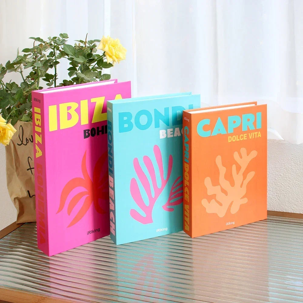 Hollow Cardboard Book Stack 3-Piece Display Set for Shelf Styling Coffee Table Accent Modern Home Interior Staging Props