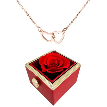 Interlocking Double Heart Pendant Titanium Steel Chain Necklace for Women Anniversary Valentines Day Jewelry Gift with Optional Spinning