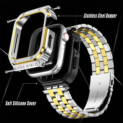 Hardened Steel Wristband & Screen-Guard Housing for 49mm Apple Watch Ultra 1–4 – Precision-Fit Metal Armor System