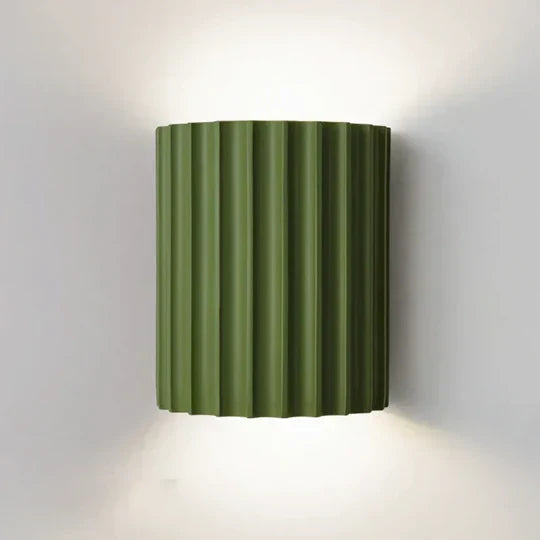 Sculptural Resin Wall Sconce with Vertical Ribbed Design for Living Room Bedroom Hallway Modern LED Accent Light Fixture Black White Green B
