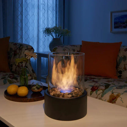 Compact Ethanol Burner for Living Room Patio Balcony Indoor Outdoor Smokeless Fire Pit 10 Inch Height Decorative Flame Heater Centerpiece