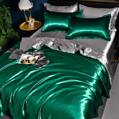 Queen Bedding Set Polyester Satin-Feel Cover for Year-Round Sleep Comfort Machine Washable Wrinkle-Free