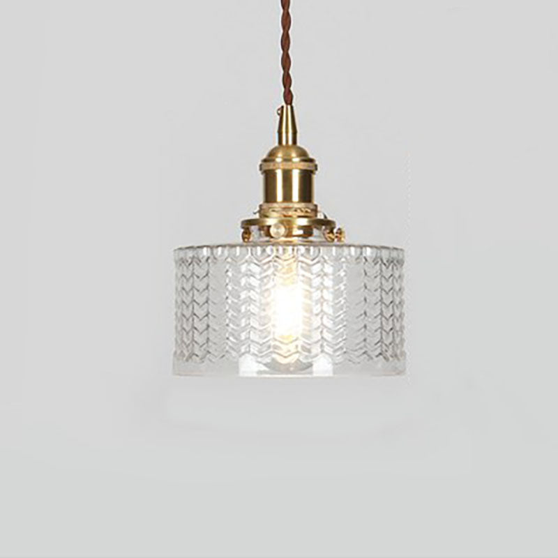 Glass Globe Hanging Ceiling Fixture Copper Accent Single Bulb Socket Asian Inspired Decor for Bedroom Entryway Dining Room Kitchen Island