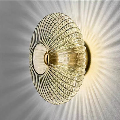 Ribbed Glass Sconce Light Fixture 9.4 Inch Hardwired E26 Bedside Hallway Accent Lamp Frosted Shade Vintage Inspired Bathroom Reading Light W
