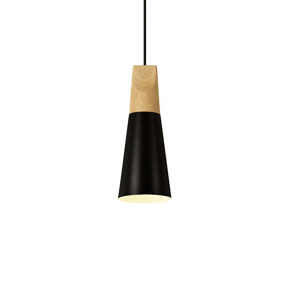 Aluminum & Wood Hanging Lamp E27 Socket Gray Black White Yellow Kitchen Island Dining Table Overhead Fixture Scandinavian Style Modern Minim