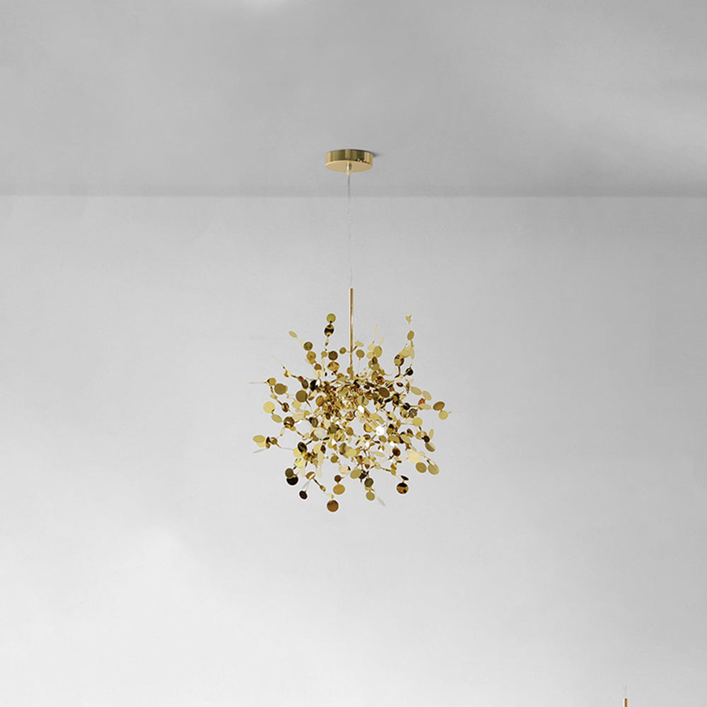 Mid-Century Starburst Hanging Fixture with Height-Adjustable Chain for Dining & Living Spaces Gold or Silver Finish G9 Socket Metal Construc
