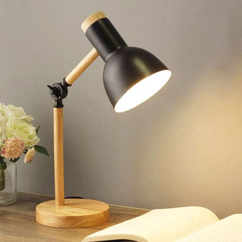 Nordic Wood & Metal Desk Lamp – Modern Minimalist Task Light for Home Office & Study – E26 Socket, Adjustable Reading Light – 5 Stylish