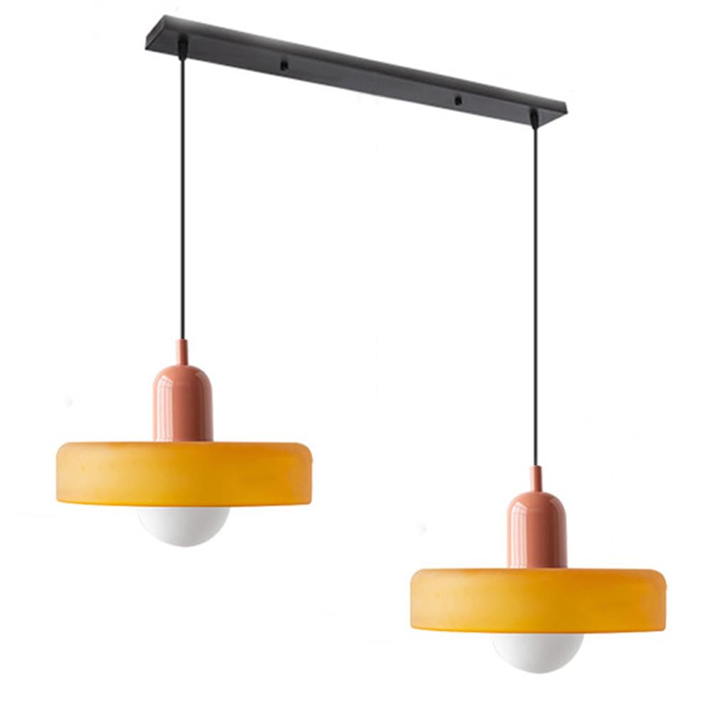 Dual-Shade Glass Hanging Light Fixture G9 Socket 14 Inch Ceiling Mount for Kitchen Island Dining Table Living Room Modern Overhead Lighting