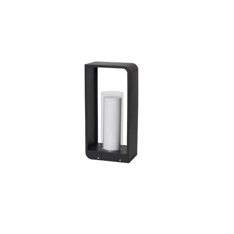Outdoor Cube Post Light Black Steel LED Garden Pathway Stake for Yard Patio Walkway Deck Solar & Hardwired