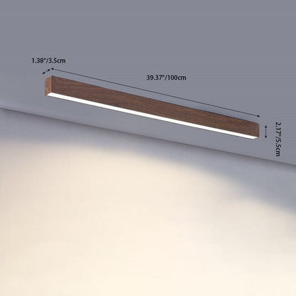 Hardwired LED Ceiling Light Fixture 24 in Aluminum Walnut Finish for Bedroom Living Room Hallway Low Profile Modern Indoor Lighting