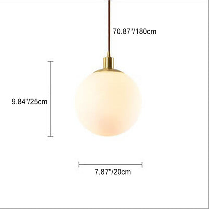 Adjustable Ceiling Pendant with Glass Shade for Entryway, Den, or Sleeping Space - Modern Suspended Fixture in White or Gold - 10 Inch Globe