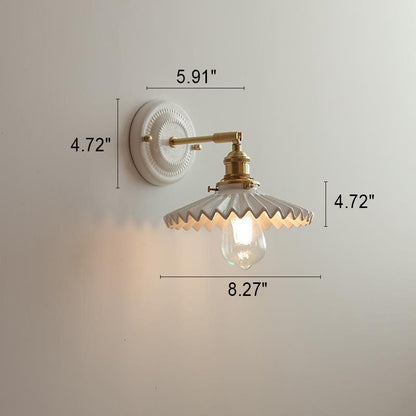 Hardwired Ceramic Sconce with Brass Accent, E26 Socket for Bedroom & Study, 9 in Modern Wall Light