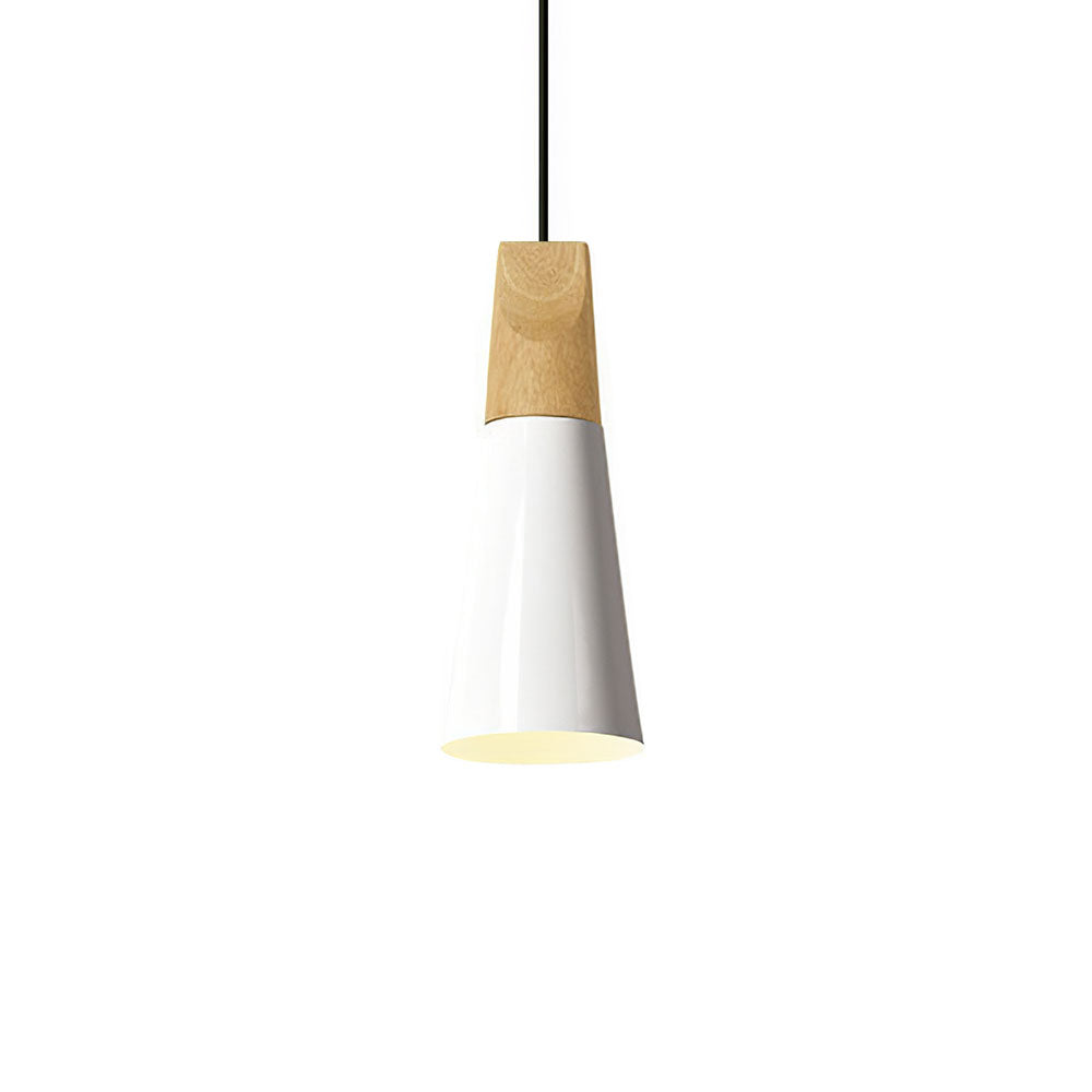 Modern Pendant Light Wood and Aluminum Drum Shade E27 Socket for Kitchen Dining Room Living Room