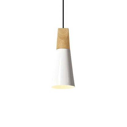 Modern Pendant Light Wood and Aluminum Drum Shade E27 Socket for Kitchen Dining Room Living Room