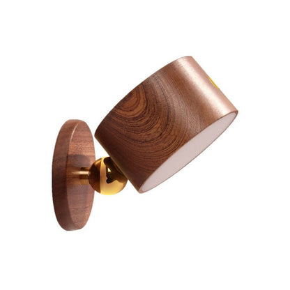 Rechargeable Magnetic Touch Control LED Accent Light for Hallway Bedroom Wall Sconce in Natural Wood Finish 3 in Wide 400 Lumens Ambient