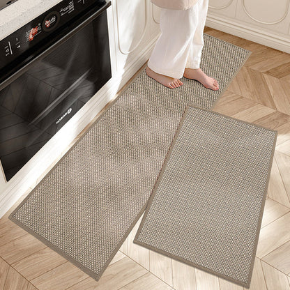 Anti-Fatigue Kitchen Runner Set 18×47 & 18×28 Inch Non-Slip Comfort Floor Mats Beige Cushioned Standing Pad for Sink Stove Cooking Area