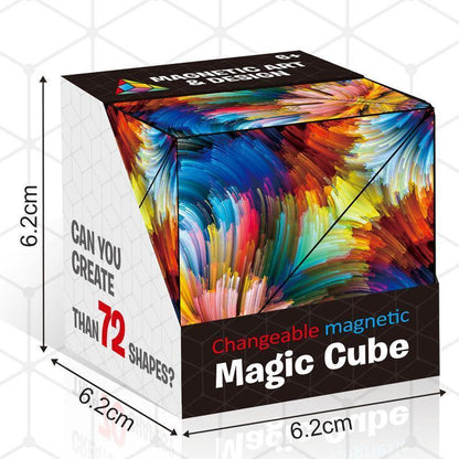 Magnetic Shape-Shifting Fidget Cube Puzzle Toy | Transforming Sensory Block for Stress Relief & Focus | Colorful Folding Brain Teaser for