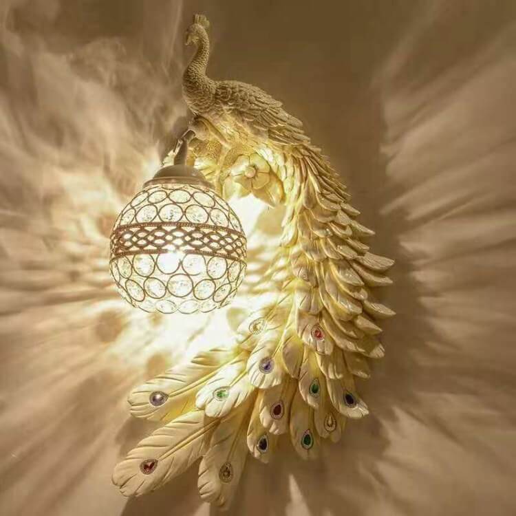 Sculptural Sconce with Crystal Globe Shade 12 in x 18 in Hand-Painted Fixture for Bedroom Hallway Living Room Hardwired Installation Multico