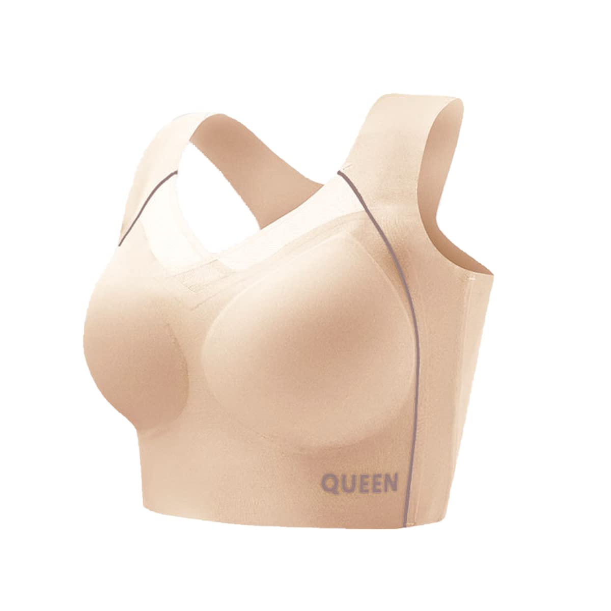 Wireless Full Coverage Support Bra with Cushioned Straps & Seamless Lift for All-Day Comfort