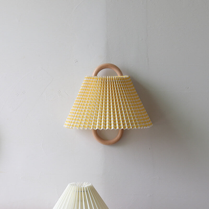 Sconce Light Fixture Wooden Frame Cloth Shade E12 Socket Flexible Install for Bedroom Living Room Hallway Apartment Home