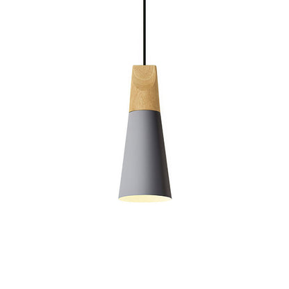 Aluminum & Wood Hanging Lamp E27 Socket Gray Black White Yellow Kitchen Island Dining Table Overhead Fixture Scandinavian Style Modern Minim