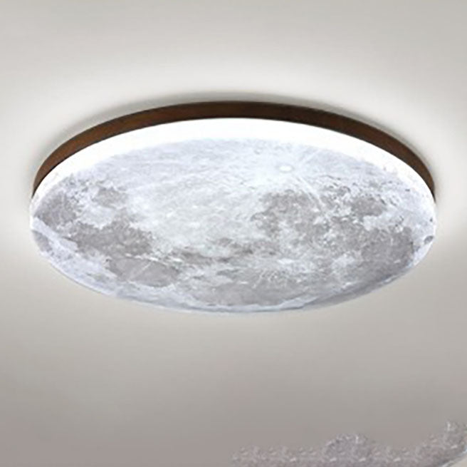 Circular LED Flush Mount Ceiling Light Wood Trim Acrylic Diffuser Hardwired Low Profile for Bedroom Hallway Kitchen Dining Room Entryway