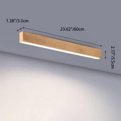 Hardwired LED Ceiling Light Fixture 24 in Aluminum Walnut Finish for Bedroom Living Room Hallway Low Profile Modern Indoor Lighting